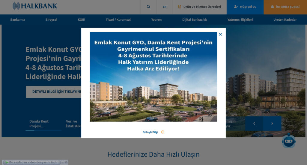 Halk Bankası ana sayfası