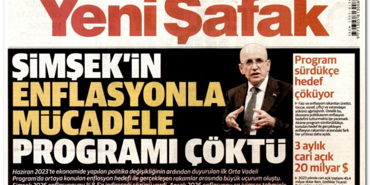 Yeni Şafak bir kez daha Mehmet Şimşek'i hedef aldı.